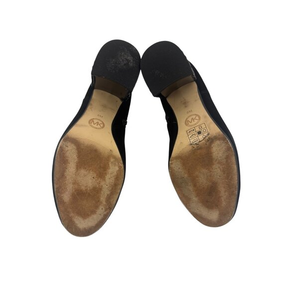 Michael Kors‎ Black Suede Arabella Ankle Boots Zip Booties Studded Heels Size 8 - Picture 9 of 13